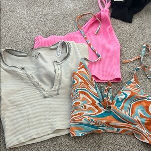 Urban Outfitters Pink, Cream, and Multicolor Crop Tops